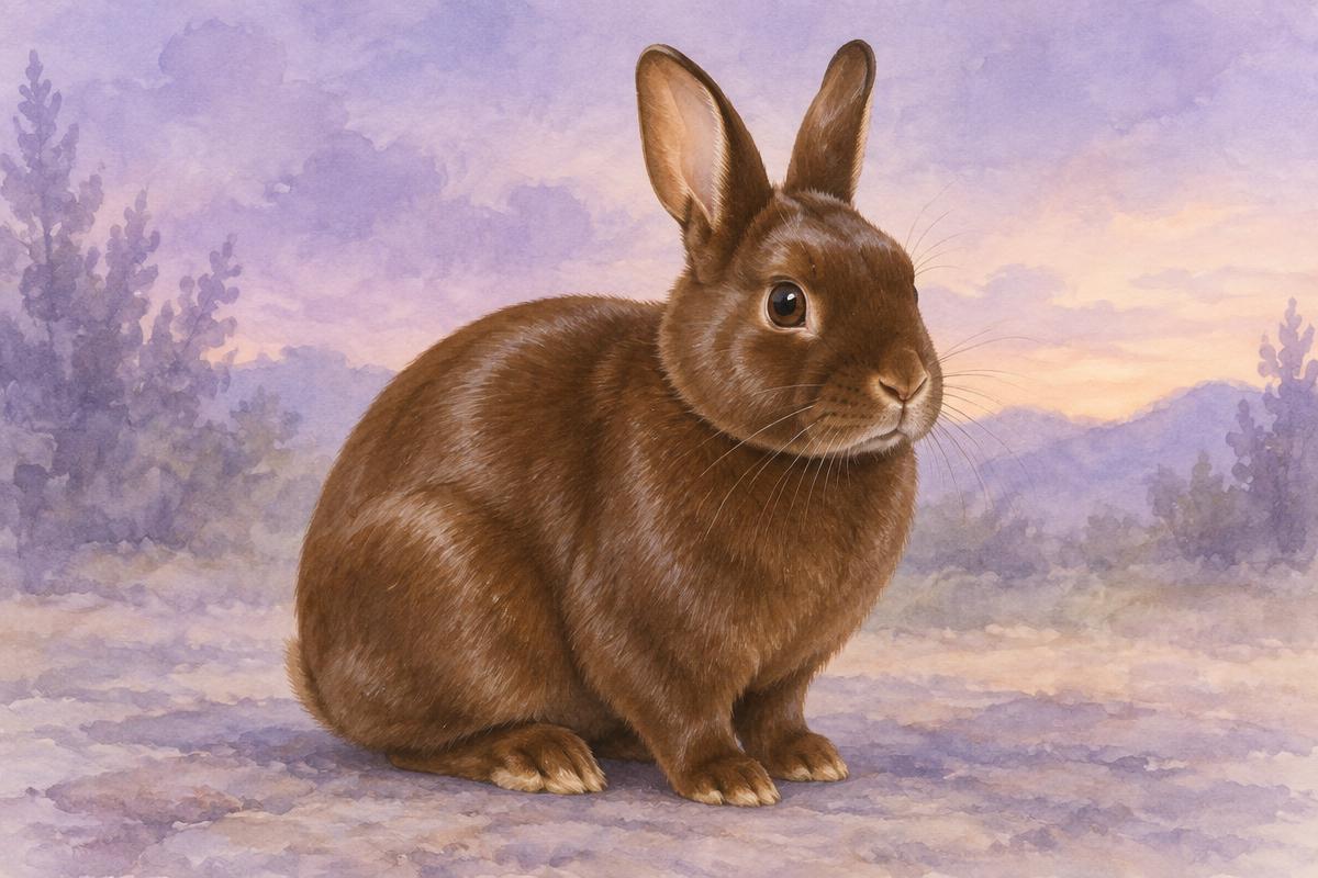 Mini Satin rabbit — illustrative depiction; individuals vary